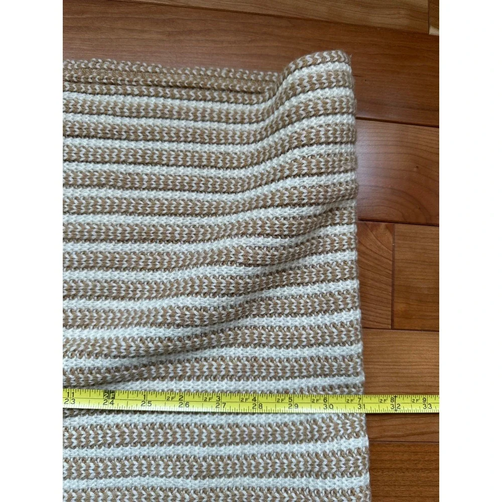 J. Crew Womens Tan Cream Striped Chunky Knit Infinity Scarf Loop Scarf‎ One Size